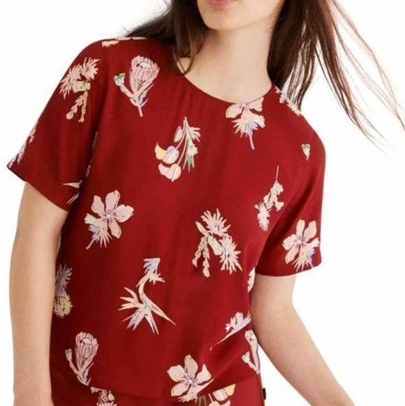 Madewell Bird Of Paradise Button Back Cropped Shirt - Picture 2 of 12